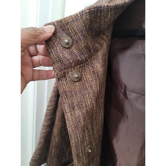 Valencia Women's Medium Brown Textured Coat With Stand Collar & Pockets - Picture 6 of 12